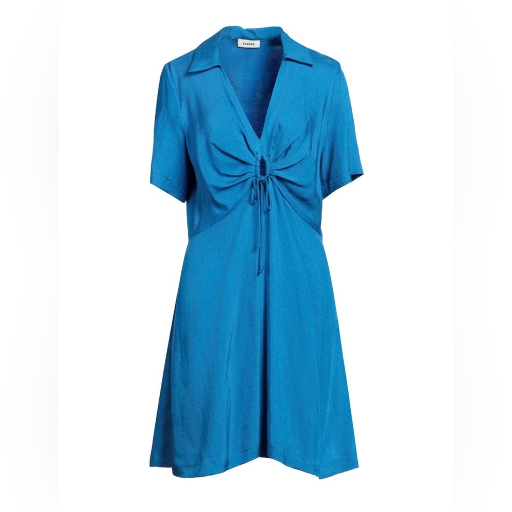 Sandro Cobalt Blue Tie-Front Mini Dress - Picture 2 of 3